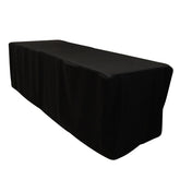 Fitted Polyester 96"x24"x30" Rectangle Tablecloth Black - Secure Fit for Unique Table Sizes