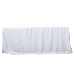 Fitted Polyester 96"x30" Rectangle Tablecloth White - Durable and Easy to Maintain Table Cover for Trade Shows, Catering & Events