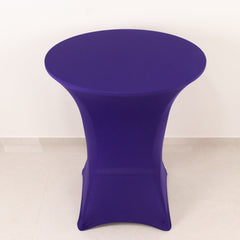 Spandex 33"-36" Round Cocktail Table Cover Purple - Easy to Maintain Stretch Fitted Highboy Tablecloth
