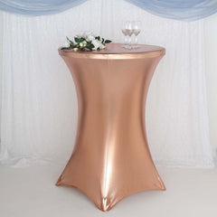 Metallic Spandex 32" Fitted Round Cocktail Table Cover Blushighboy Tablecloth - Stretch Fit & Water-Resistant