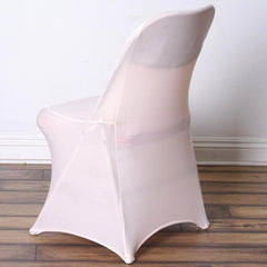 Stretch Spandex Chair Cover Blush for Folding Chairs - Reusable & Wrinkle-Resistant 160GSM Fitted Slipcover