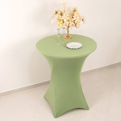 Spandex 33"-36" Round Cocktail Table Cover Sage Green - Easy to Maintain Stretch Fitted Highboy Tablecloth
