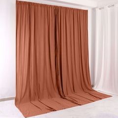 2 Pack Terracotta (Rust) Scuba Polyester Event Curtain Drapes, Durable Flame Resistant Backdrop Event Panels Wrinkle Free with Rod Pockets - 10ftx10ft