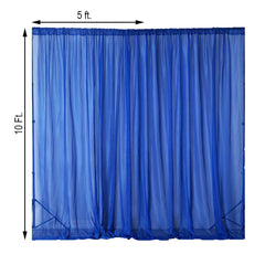 2 Pack Royal Blue Sheer Chiffon Event Curtain Drapes, Durable Flame Resistant Premium Organza Backdrop Event Panels With Rod Pockets - 10ftx10ft