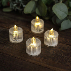 12 Pack Warm White LED Tealight Candles, Flameless Battery-Operated Tea Lights Column Style 2"