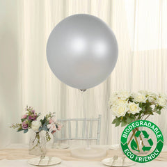 5 Pack Large Silver Biodegradable Balloons, 36" Thickened Extra Strong Eco-friendly Latex Helium Party Balloons