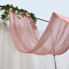 5ftx32ft Premium Dusty Rose Chiffon Curtain Panel, Durable Flame Resistant Backdrop Ceiling Drapery With Rod Pocket