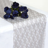 Floral Lace 12"x108" Table Runner Silver - Stylish Vintage Table Decor