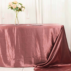 Satin Rectangular 90"x156" Tablecloth Cinnamon Rose - Seamless Table Cover