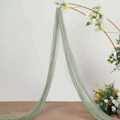 20ft Dusty Sage Green Gauze Cheesecloth Fabric Wedding Arch Drapery, Window Scarf Valance, Boho Decor Arbor Curtain Panel