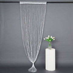 3ftx8ft White Silver Silk Tassel String Curtains, Decorative Room Divider Panels