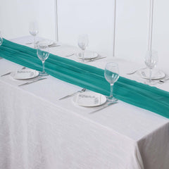 Premium Chiffon 6ft Table Runner Turquoise - Flowy & Lightweight Table Decor
