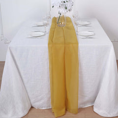 Premium Chiffon 6ft Table Runner Mustard Yellow - Flowy & Lightweight Table Decor