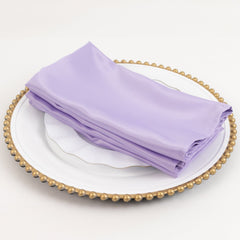 5 Pack Lamour Satin 20"x20" Napkins Lavender - Soft Matte Finish Dinner Napkins