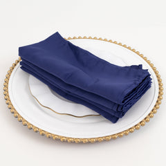 5 Pack Lamour Satin 20"x20" Napkins Navy Blue - Soft Matte Finish Dinner Napkins