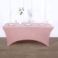Stretch Spandex 96"x30" Rectangle Table Cover Dusty Rose - Durable Form-Fitting Tablecloth