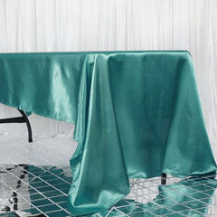 Satin Rectangular 60"x126" Tablecloth Turquoise - Smooth and Lustrous Table Cover