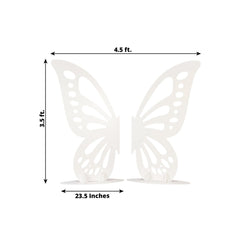 Freestanding Wooden Butterfly Wings Backdrop, Large Butterfly Cut-Out Stand Photo Prop - White, 4.5ftx3.5ft