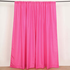 2 Pack Fuchsia Polyester Event Curtain Drapes, 10ftx8ft Backdrop Event Panels With Rod Pockets 130 GSM