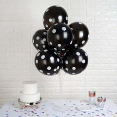 25 Pack 12" Black and White Fun Polka Dot Latex Party Balloons