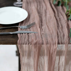 Gauze Cheesecloth 10ft Table Runner Dusty Rose - Rustic Boho Style