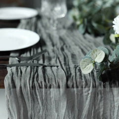 Gauze Cheesecloth 10ft Table Runner Gray - Rustic Boho Style