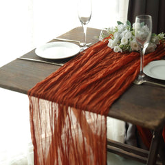 Gauze Cheesecloth 10ft Table Runner Terracotta (Rust) - Rustic Boho Style