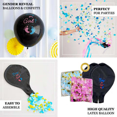 24" Gender Reveal Blue Confetti Filled Boy Or Girl Print Latex Balloon