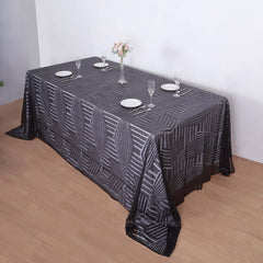 Sequin 90"x132" Rectangle Tablecloth Black - Seamless Diamond Table Cover