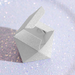 25 Pack 2"x3" Geometric Silver Glitter Wedding Favor Candy Gift Box