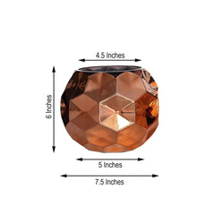 2-Pack Mercury Glass Vases Honeycomb Design Rose Gold - Stylish Geometric Wedding Centerpieces 6"