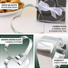 2pcs Stainless Steel Heart Shaped Cookie Cutters Party Favors, Biscuits Cutter Wedding Favor Set with Clear Gift Box - 2.5",3"