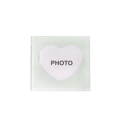 2 Pack 3" Heart Shaped Picture Frame Party Favors, Square Glass Coasters, Gift Wrapped With Thank You Tag