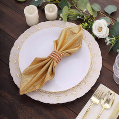 5 Pack Polyester 20"x20" Napkins Gold Shimmer Sequin Dots - Luminous Cloth Napkins for Stylish Gatherings