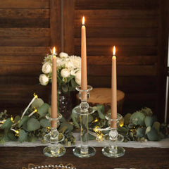 12-Pack Taper Candles Premium Wax Design Beige - Unscented Candles for Upscale Settings 10"