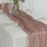 Glitter Gauze 27"x120" Table Runner Rose Gold - Sparkling Reusable Sheer Table Linen