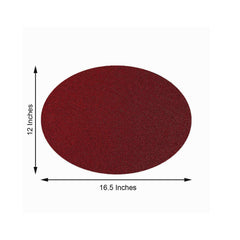 6-Pack Placemats Glitter Design Burgundy Sparkle Oval - Non-Slip Decorative Table Mats for Dining 12"x18"