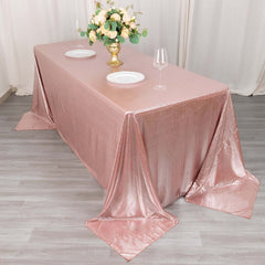 Sequin Dots Polyester 90"x132" Rectangle Tablecloth Shimmering Rose Gold - Seamless, Glittering & Wrinkle Free Table Cover