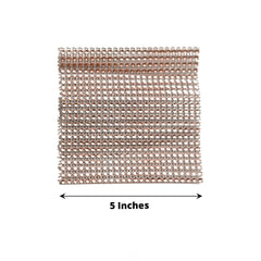 4 Pack Rose Gold Rhinestone Mesh Velcro Backdrop Curtain Bands, Large Chair Sash Clip Tie Backs - 5"X10"