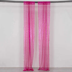 2 Pack Fuchsia Sequin Event Curtain Drapes with Rod Pockets, Seamless Backdrop Event Panels - 8ftx2ft