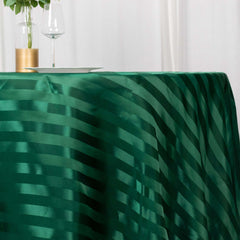 Satin Striped 120" Round Tablecloth Hunter Emerald Green Satin Stripe - Silky Smooth Seamless Table Cover