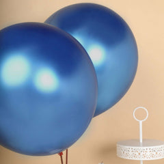 5 Pack 18" Metallic Chrome Royal Blue Latex Helium or Air Balloons