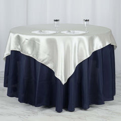 Satin 60"x60" Table Overlay Square Tablecloth Ivory - Smooth Silky Touch Table Cover
