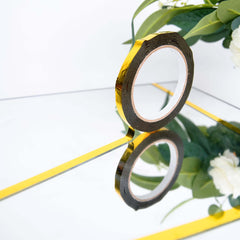 100 Yds 3 4" Gold Metallic Film Tape Adhesive, DIY Floral Wrap Craft Decor Tape - Polyester with Acrylic