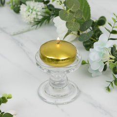 12 Pack 3" Gold Floating Candles, Unscented Dripless Wax Discs for Centerpieces