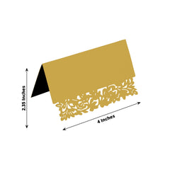 50-Pack Wedding Place Cards with Laser Cut Hollow Heart Design Gold - Printable Reservation Seating Tent Cards 210 GSM