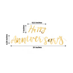 10ft Pre-Strung Metallic Gold Foil "Happy Anniversary" Banner, Party Photo Backdrop Hanging Garland - 250 GSM