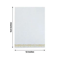 25 Pack Line-Like Paper 8"x4" Napkins White with Metallic Gold Foil Scroll Design - Soft & Absotbent Airlaid Hand Towels for Exquisite Weddings & Events