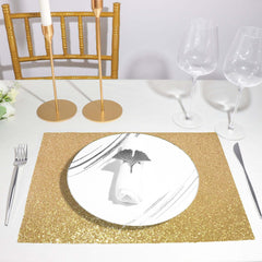 6-Pack Placemats Glitter Design Champagne Sparkle Rectangle - Non-Slip Decorative Dining Table Mats 12"x18"