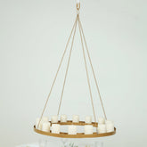 Gold Hanging Metal Floral Chandelier Frame - 32" Circular Lighting, Candle and Floral Display Base